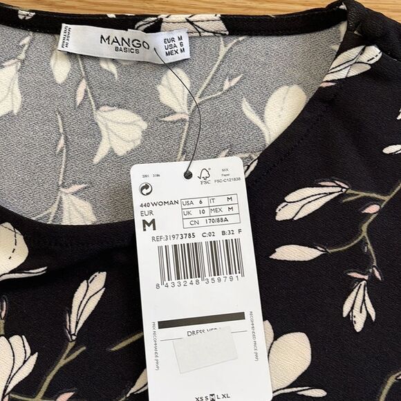 NWT Mango Buttoned Shoulder Dress Floral Sz 6 - Picture 8 of 10